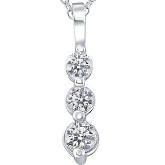 Pompeii3 3/4ct 3 Stone Diamond Pendant 14K White Gold