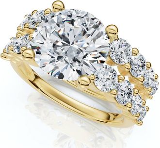 Pompeii3 Certified 3 6/8ct Diamond Engagement Wedding Ring Set 14k Gold Lab Grown