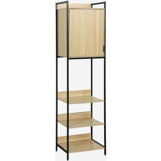 Sweeek Sweeek - M&oacute;dulo Armario Con 5 Estantes Y 1 Puerta, Clever, Negro, 60x48x190 Cm