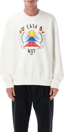 Casablanca Mens Casa Way Mountain Embroidered Sweatshirt - White Cotton - Size X-Large