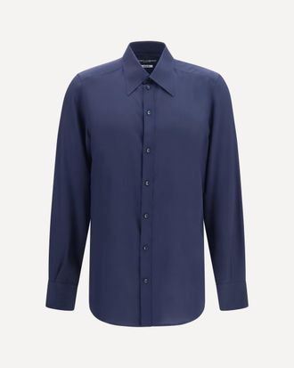 Dolce & Gabbana Gold Cr&ecirc;pe de Chine Shirt Male 41