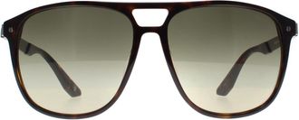 BMW Aviator Mens Dark Havana Green Gradient Polarized BW0001 Sunglasses - Brown - One Size