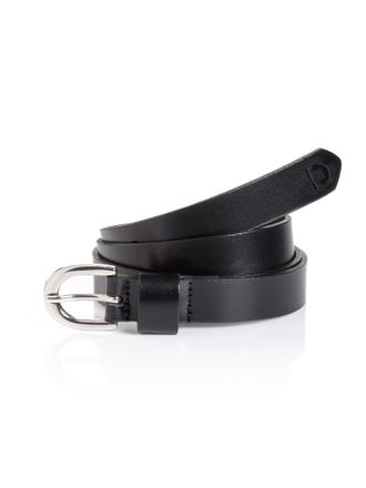 Tom Tailor Synthetikg&uuml;rtel TOM TAILOR TTDPAULA, Damen, Gr. 100, schwarz, Rindsleder, G&uuml;rtel Synthetikg&uuml;rtel, aus glattem Echtleder mit filigraner Dornschliesse -