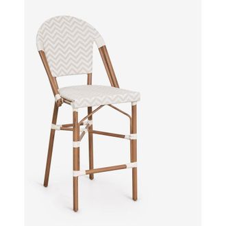 Sklum Taburete Alto Apilable De Jard&iacute;n Con Respaldo En Aluminio Y Rat&aacute;n Sint&eacute;tico Brielle Bistro Sklum