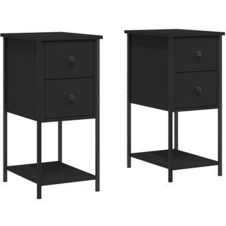 vidaXL Mesitas De Noche 2 Uds Madera De Ingenier&iacute;a Negro 32x42x70 Cm Vidaxl