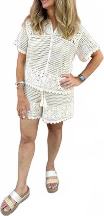 Hem & Thread Juliana Crochet Shorts In Beige