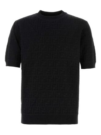 Fendi FF-pattern short-sleeve sweater - Black