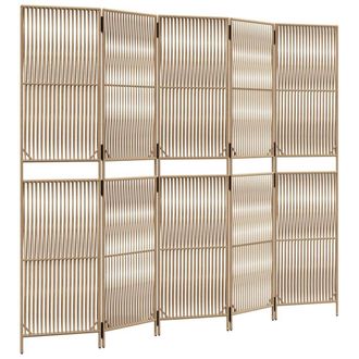 Berkfield Home Room Divider 5 Panels Beige Poly Rattan
