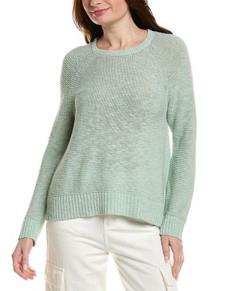 Eileen Fisher Crewneck Raglan Sleeve Linen-Blend Sweater