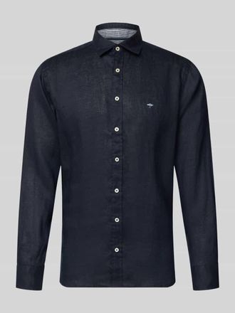 Fynch-Hatton Fynch-Hatton Slim Fit Leinenhemd mit Haifischkragen in Marine, Gr&ouml;&szlig;e 3XL