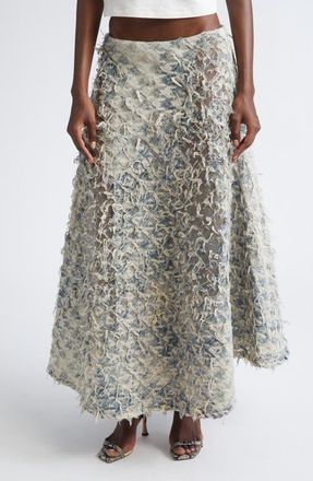 Diesel De-Annina-Fsh Dévoré Houndstooth Denim Maxi Skirt at Nordstrom, Size 26
