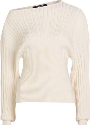 Balmain Ribbed Batwing Knit top - Natural - 38 (UK10 / S)