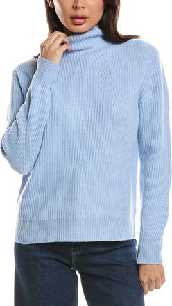 Fort&eacute; Cashmere Fashioned Rib Funnel Neck 100% Cashmere Sweater