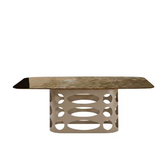 MondoViro Mesa fija en cristal bronce martillado 210x110 cm 75h