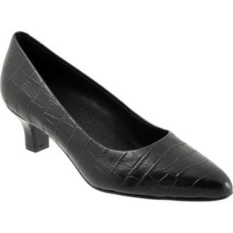 Trotters Kate Pointed Toe Kitten Heel Pump in Black Croc at Nordstrom Rack, Size 10-10.5