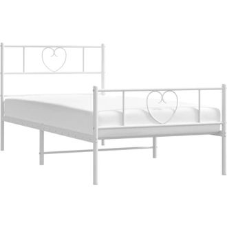 vidaXL Estructura Cama Sin Colch&oacute;n Con Estribo Metal Blanco 107x203 Cm Vidaxl