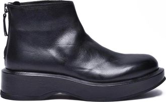 Moma Black Leather Ankle Boot