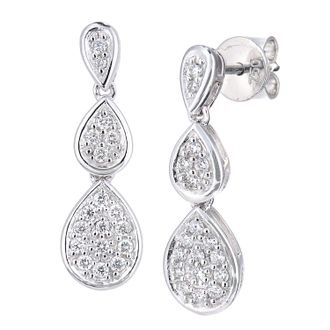 Diamant L'&eacute;ternel Womens 18ct White Gold Diamond Teardrop Earrings - One Size