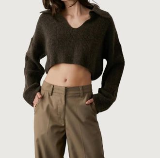 Crescent Devan Polo Sweater In Espresso