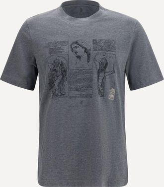 Brunello Cucinelli T-shirt in cotone con stampa Man S