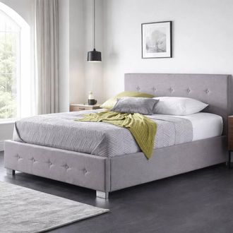 Aspire Home Accents Richmond Ottoman Storage Bed Frame Side Lift Fabric in Grey | Size: Small Double