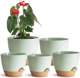OEM Juego De Macetas Para Plantas De Interior - Jardiner&iacute;a De Interior - Sistema De Autorriego - 5 Tama&ntilde;os - Verde