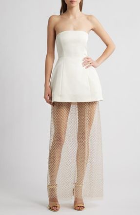 Delfi Gemma Strapless Netted Gown in Ivory at Nordstrom, Size X-Small
