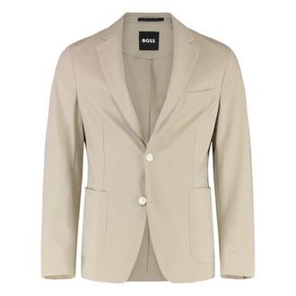 HUGO BOSS Blazers, male, Beige, M, Classic Wool Blend Jacket