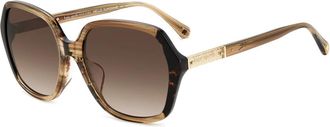 Kate Spade New York Stijlvolle Horn Beige/Bruine Zonnebril - Dames - Zonnebrillen - Bruin - 57 MM - Accessoires