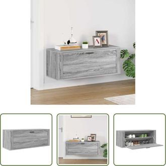 vidaXL Scarpiera in legno - Scarpiera a Muro Grigio Sonoma 100x35x38cm in Legno Multistrato
