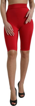 Dolce & Gabbana Red Stretch High Waist Cropped Leggings Womens Pants