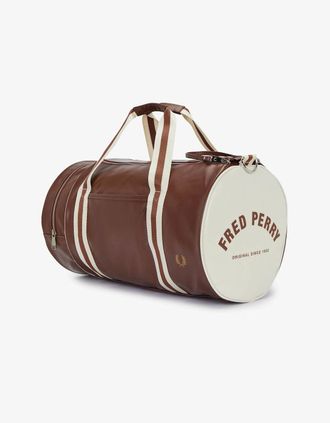 Fred Perry Mens Fred Perry Recycled Polyester Classic Barrel Bag - Tan/Ecru J89 - Brown - Size: ONE size