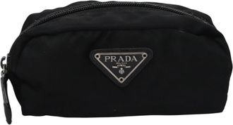 Prada Cosmetic Pouch Black Synthetic Clutch Bag (Pre-Owned)