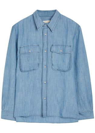 Officine G&eacute;n&eacute;rale Garris Cotton and Linen-blend Shirt - Blue - XL