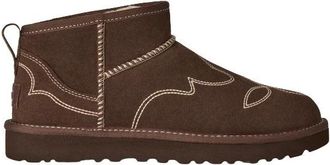 UGG Classic Ultra Mini Western - Dames - Enkellaarsjes - Bruin - 36 EU - Wol - Schoenen