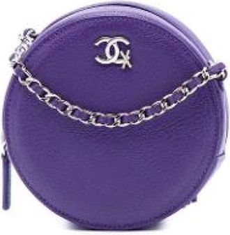 Chanel Pre-owned Vintage Crossbody Bag - Dames - Vintage Schoudertas - Paars - ONE Size - Leer - Vintage