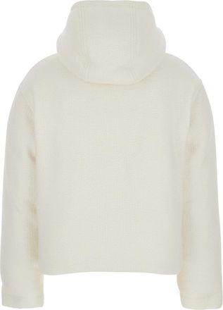 Gucci Womens White Wool Bomber Jacket With Hood Coat
