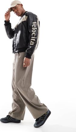 River Island mono sport bomber jacket in black