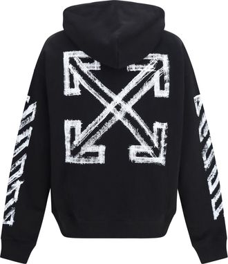 Off-white Mens Hoodie Motion Arrow Black Cotton Sweatshirts Sweater