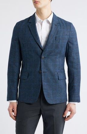 Paul Smith Tailored Fit Windowpane Check Wool & Cotton Blend Sport Coat in Navy at Nordstrom Rack, Size 38 Us / 48 Eu
