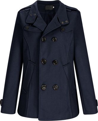 Generic Mens Wool Jacket British Style Woolen Coat Regular Fit Shackets Vintage Trench Coat Lapel Collar Double Breasted Peacoat Uk Fall Lightweight Pea Coat 