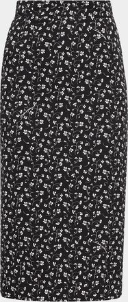 Dolce & Gabbana Floral-Print Silk Charmeuse Midi Skirt