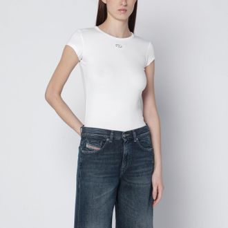 Diesel T-shirt T-Angie bianca con Oval D laser-cut