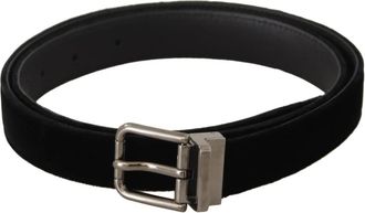 Dolce & Gabbana Klassieke Velvet Riem met Meten Gesp met Logo-gravering - Heren - Riemen - Zwart - ONE Size - Accessoires