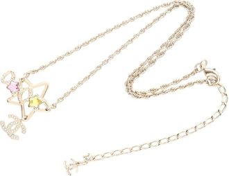 Chanel 2025 Gold Plated CC Rhinestone Coco Star Pendant Necklace costume necklace