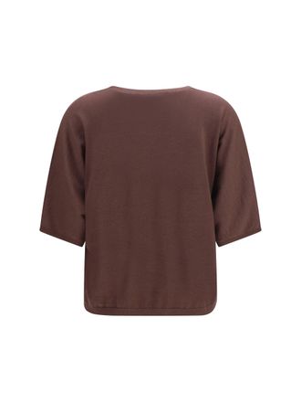 Brunello Cucinelli Womens Short-Sleeve Cashmere And Silk Sweater Raisin (capra Hircus)