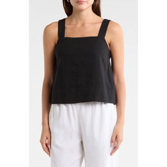 Madewell Linen Blend Tank in True Black at Nordstrom Rack, Size X-Small