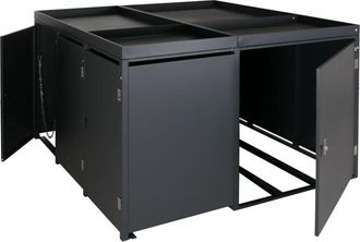 Hhg Copribidoni 3 scomparti con garage per 2 biciclette con fioriera HHG 461, con serratura 130x193x208cm metallo antracite