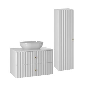 Petits Meubles Set de muebles con lavabo y columna estratificado Blanco