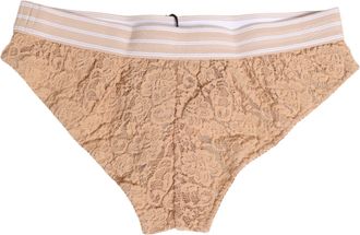 Dolce & Gabbana Womens Beige Lace Brasiliano Briefs Logo Waistband Underwear Polyamide Clothing